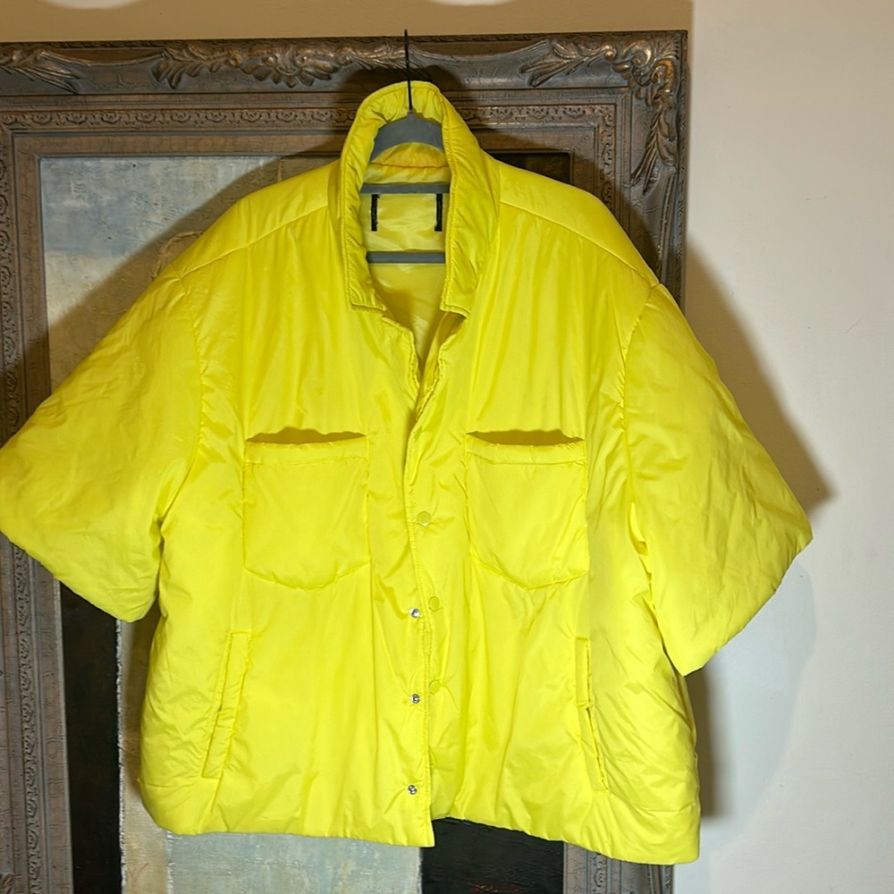 Neon yellow lightweight puffer jacket